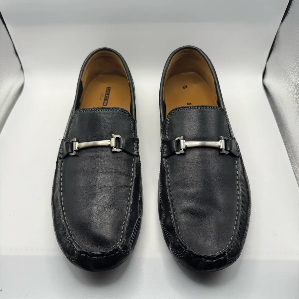 Clark’s Men's Black Leather Loafers Slip-On Dress Loafers Black Size 11.5